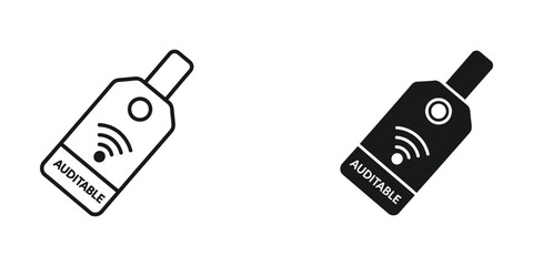 Fototapeta premium Black and white walkie-talkie communication icons with signal waves