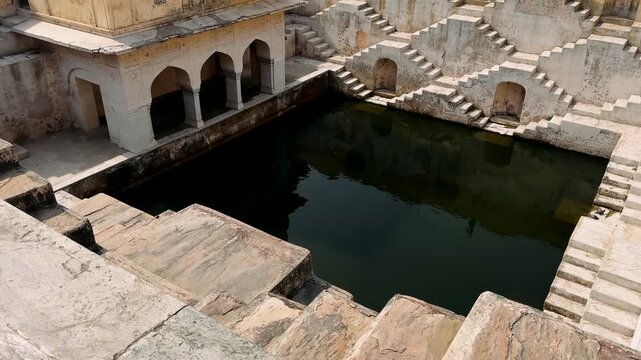 Chand Baori stepwell situated in the village of Abhaneri in Rajasthan, India.