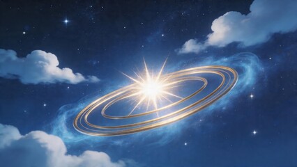 Fototapeta premium Cosmic rings and star in night sky