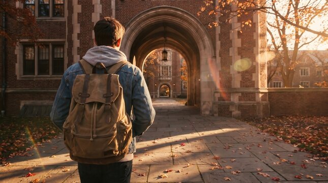 Student with backpack at university for Back to School