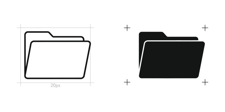 Modern folder icon set with open and closed versions