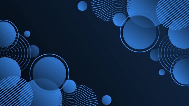 Abstract background with overlapping circular shapes and diagonal and wavy line patterns animation