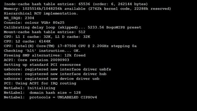 Technical Command Line Computer System Kernel Boot Log