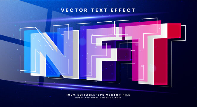 NFT 3d editable text effect suitable fot digital cryptocurrency theme.