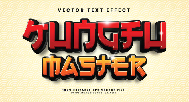 Kungfu master editable vector text effect with asian style concept.