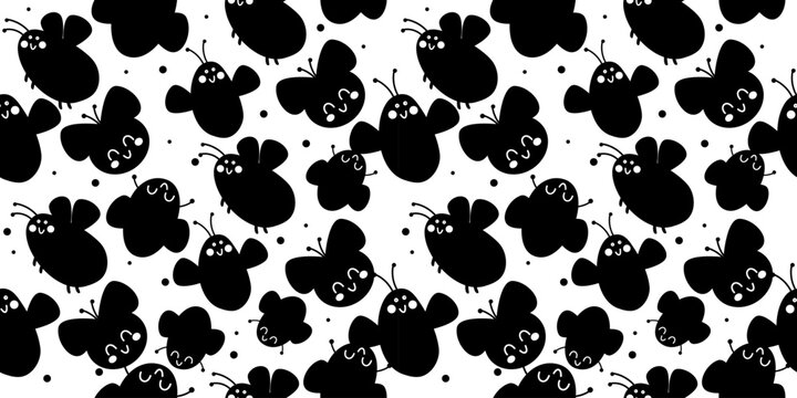 Dense bee silhouette seamless pattern on white background