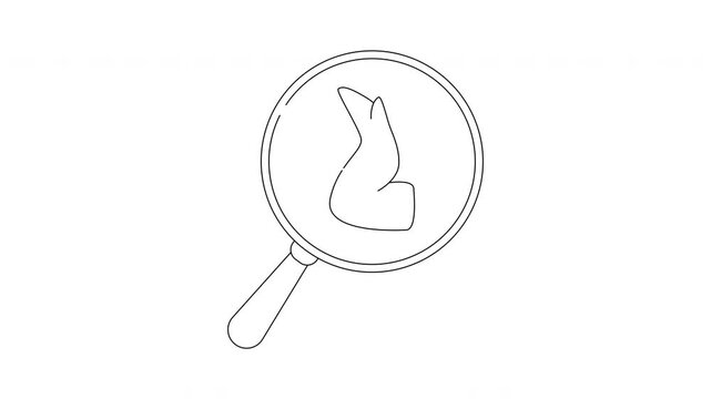 Magnifying glass over chicken wing line art.