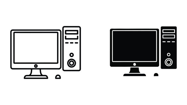 Minimalist desktop computer and tower setup illustration