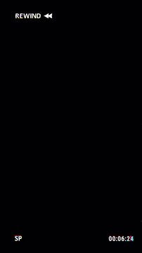 Vertical VHS rewind glitch effect screen overlay
