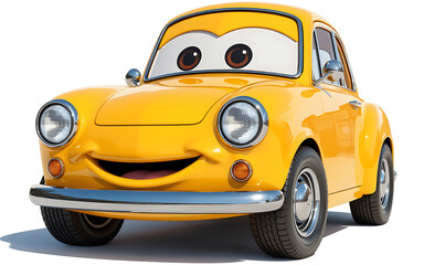 Fototapeta premium Cartoon volkswagen beetle with anthropomorphic features isolated on white