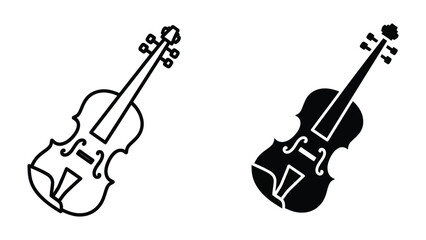 Two violins vector illustration in contrasting styles © Marom Ali Stock