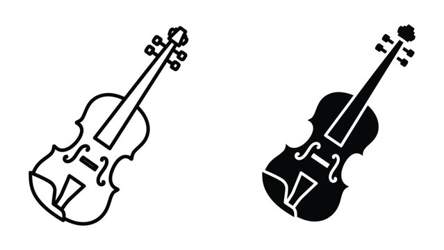 Two violins vector illustration in contrasting styles
