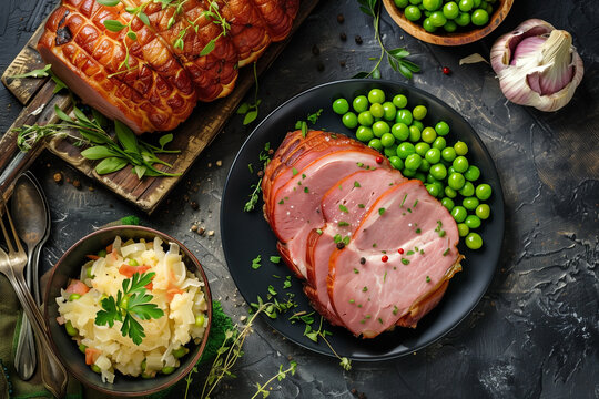 German Eisbein Ham with ham with peas