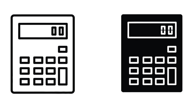 Minimalist calculator icons in black and white