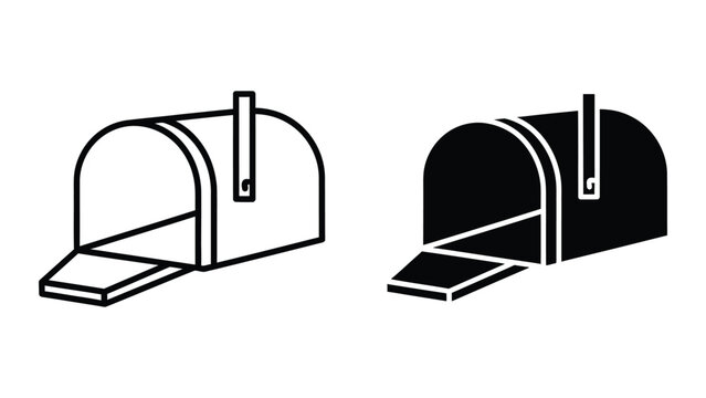 Black and white mailbox vector illustration