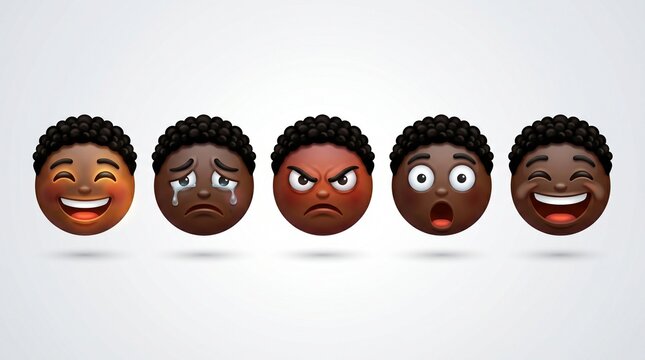 Boy's face expressing multiple emotions: happy sad angry surprised excited