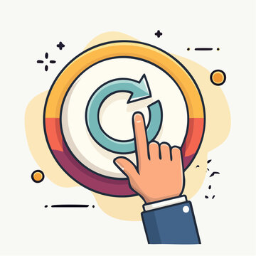 Hand pressing refresh button icon
