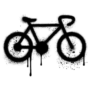 Bicycle in graffiti style with black spray paint