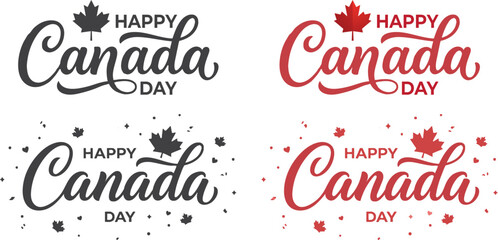 Canada day greeting cards with maple leaf silhouette © Ragia
