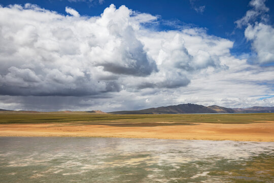 Tibetan Plateau Landscape from the Roof of the World Train, Amdo County, Autonomous Region of Tibet