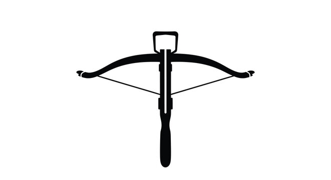 Black crossbow silhouette against a white background silhouette high quality