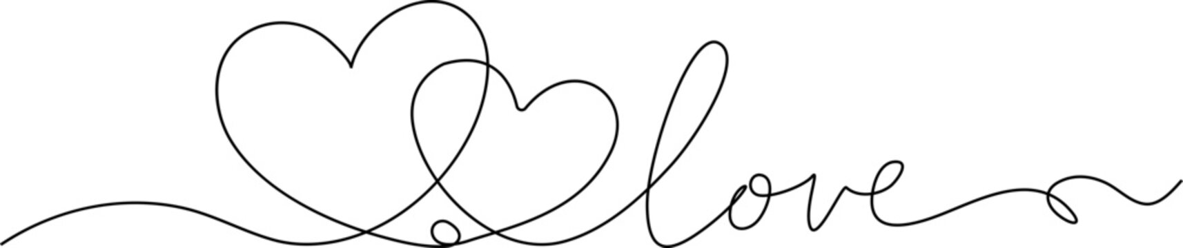 Continuous one line drawing of Minimalist heart love symbol, hand drawn line art, romantic gesture icon, Valentine's Day decoration