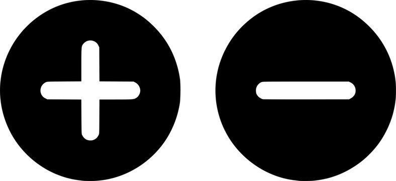 Plus and minus round icons. Vector illustration