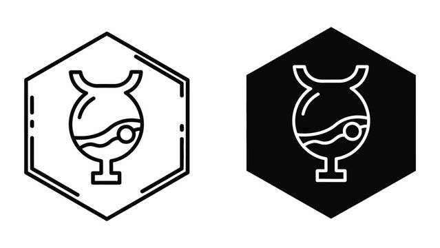 Minimalist taurus zodiac sign icon in hexagon shape