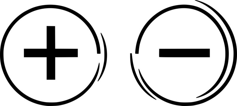 Plus and minus round icons. Vector illustration