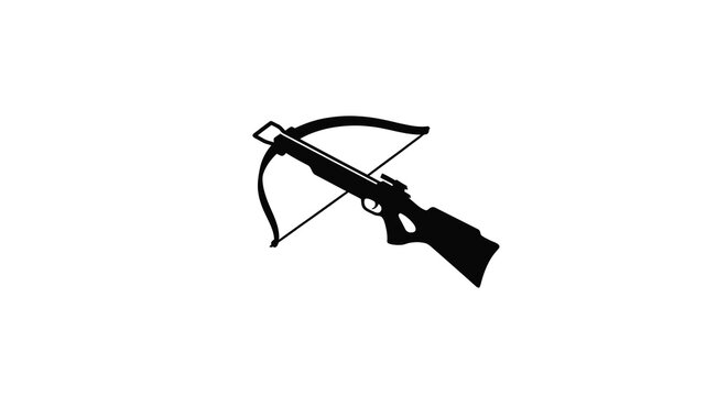 Black crossbow silhouette on a white background silhouette high quality