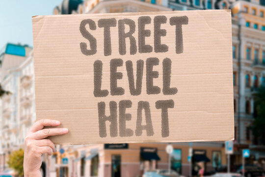 "Street Level Heat" Pedestrians in dense cities face dangerously elevated ground-level temperatures. PEDESTRIANS. DENSE. DANGEROUSLY. ELEVATED. GROUNDLEVEL.
