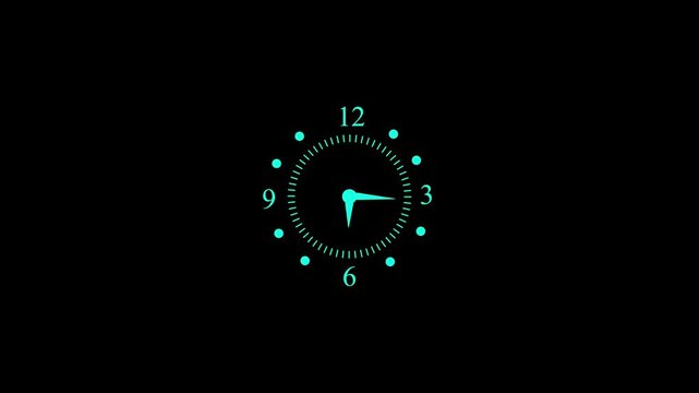 Clock icon Animation.digital clock icon animation with black background. wall clock icon,