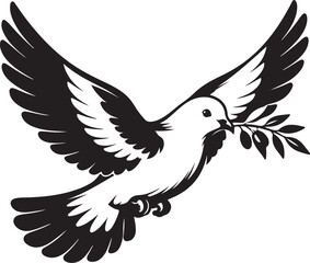 Fototapeta premium dove carrying an olive branch silhouette vector