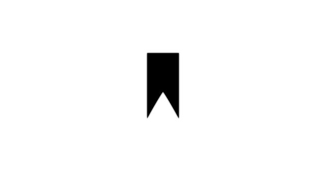 Black bookmark icon animation on a white background.