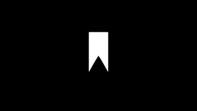 White bookmark icon animation on a black background.