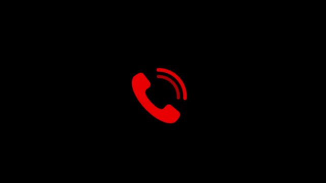 Smart phone call ring icon animation with isolated a black background.
