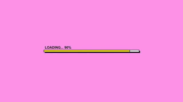 Neobrutalist Loading Bar Animation with Progress Percentage on Pink Background