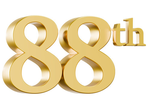 Shiny gold 88th number 3D graphic