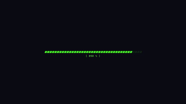 Green Loading Bar Animation with Percentage Counter on Black Background