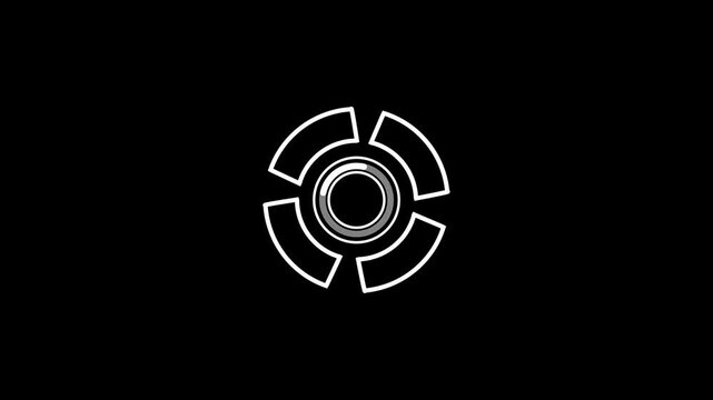 A white circular made of concentric arcs with partial gaps on a black background Clear details and vibrant colors enhance visual appeal.