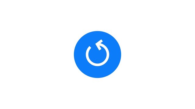 A blue square icon with rounded corners featuring a white circular arrow pointing counterclockwise in the center.