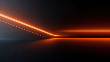 Fototapeta premium Abstract neon light lines on dark surface