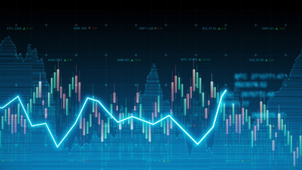 Naklejka premium Abstract stock or financial chart with candle sticks graphs and stock indexes