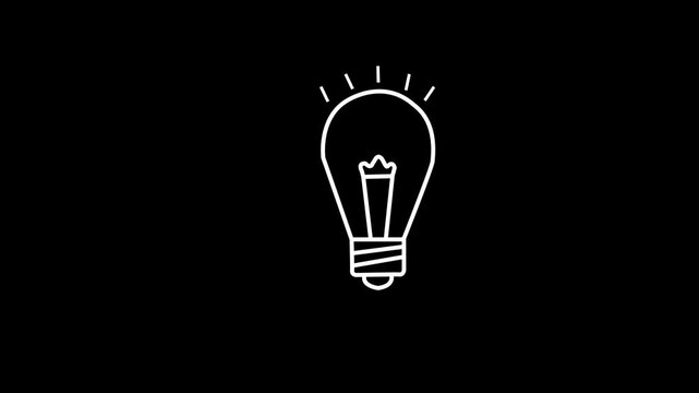 Neon Glowing light bulb icon with animation