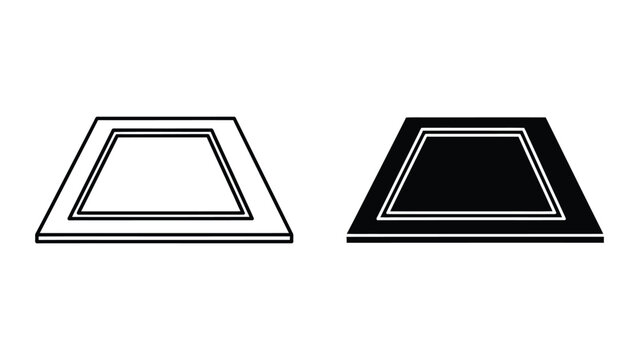 Minimalist trapezoid shape with outline and filled versions