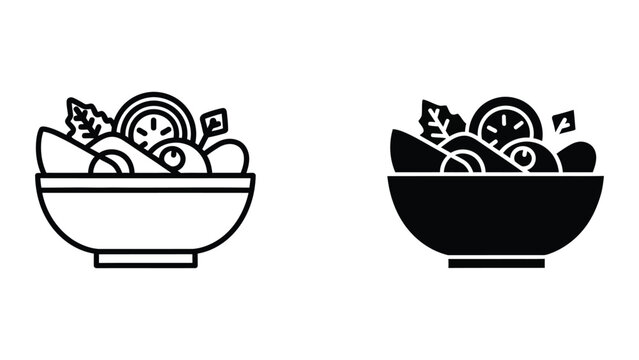 Two bowls of salad with clock icons as ingredients