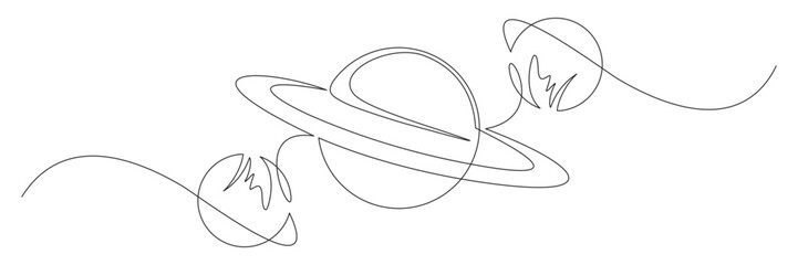 Continuous line drawing of the planet Saturn 2.eps © Is