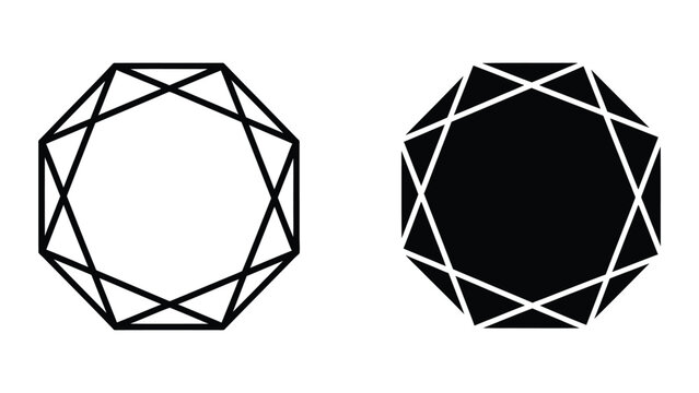 Geometric star polygon illustration with black and white contrast