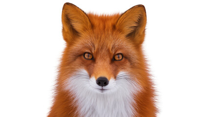 Obraz premium Isolated striking red fox headshot, captivating stare with bright orange fur and ears