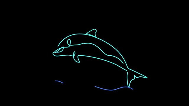 Contour animation of a dolphin swimming on the waves